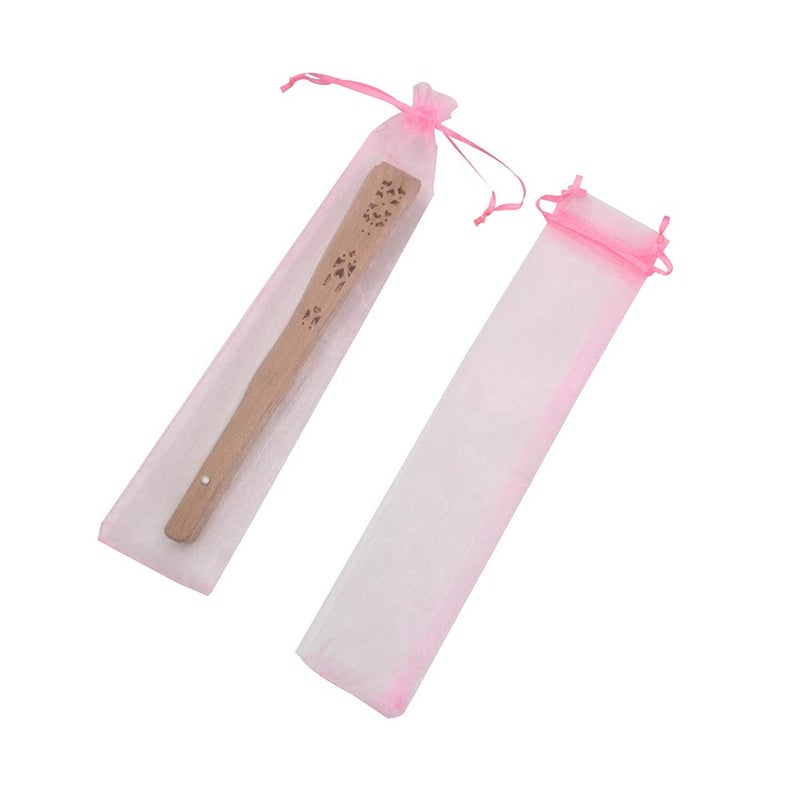 Bezall 50Pcs Organza Fan Bags, Pink Mesh Hand Fan Drawstring Pouch Folding Fan Gift Bags for Wedding Party Baby shower Favor 2 x 10 Inches - Image 5